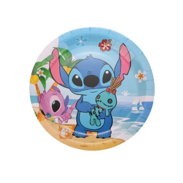 Pjata kartoni njeperdorimshme per ditelindje, set 10 cope, me Stitch 