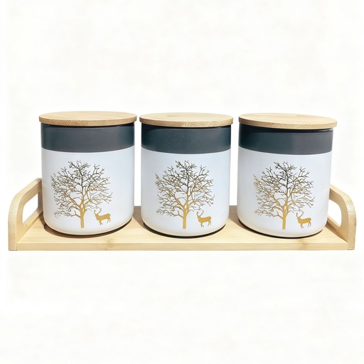 [CH2-KE2654] Mbajtese Kafe Sheqeri Set*3 Peme E Jetes Imp