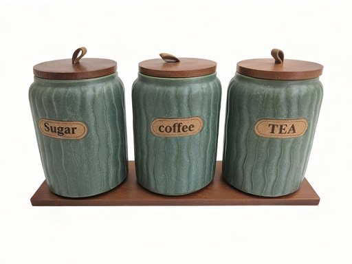 [CH2-KE2657] Mbajtese Kafe Sheqeri Set*3 Me Kolor Imp